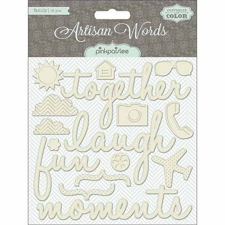 Pink Paislee Artisan Words, Family, 16/pkg