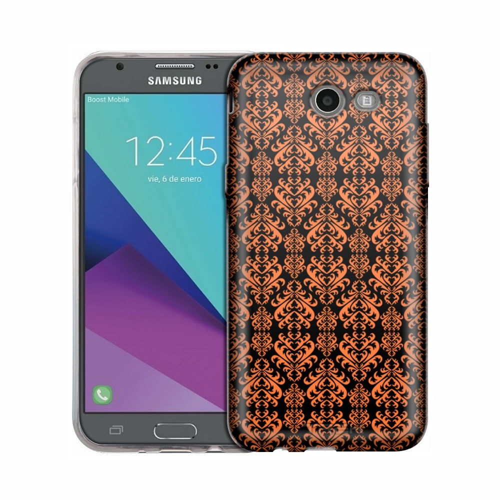 Samsung Galaxy Halo Victorian Damask Orange on Black Case
