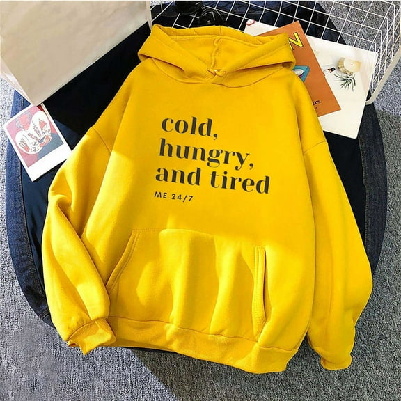 gbyLJF Oversized Graphic Print Hoodies for Women Lightweight Sweatshirt Trendy Fleece Pocket Pullover Tops A03_Yellow XXL