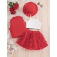 thumbnail image 2 of 4-Piece Girl's Vest, Camisole, Hat, and Elastic Waist Skirt Set - Butterfly Mesh Decor, Cute Trendy Outfits for Summer, Breathable, Comfortable, and Adorable Kids Clothes for Little Princesses, 2 of 10