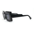 thumbnail image 3 of Womens Retro Thick Plastic Mod Rectangle Fashion Sunglasses All Black, 3 of 4