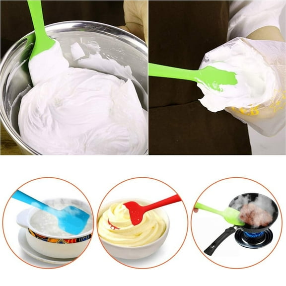 Heavy-Duty 10.6-Inch Silicone Spatula Spoon Set, 4-Pack Flexible Scrapers with Sturdy Core