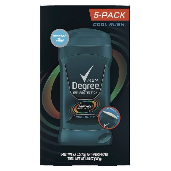 Degree Men Dry Protection Anti-Perspirant, Cool Rush, 2.7 Oz, 5 Ct