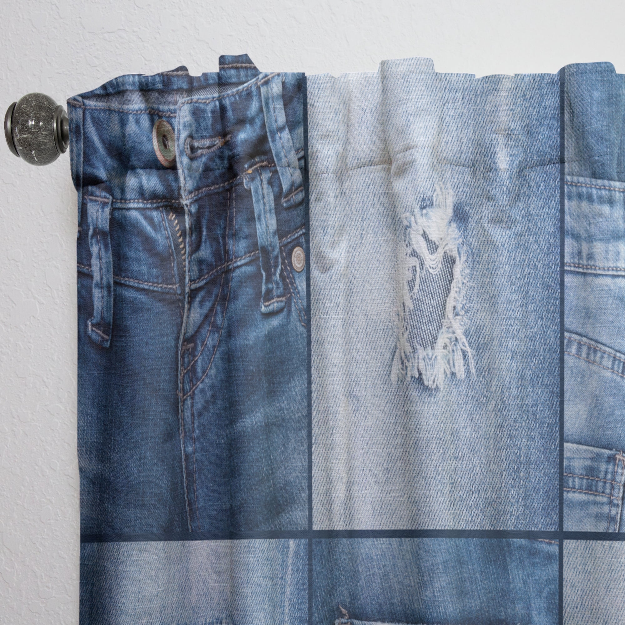 Designart 'Blue Jeans Collage' Modern & Contemporary Curtain Panel