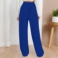 thumbnail image 4 of HXWCHs Women's High Waisted Wide Leg Casual Trousers Solid Color Loose Fit Comfortable Daily Wear Pants with Pockets for All Seasons XXL Blue, 4 of 6