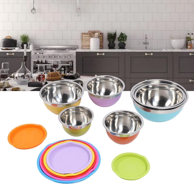 JUEGO DE TAZONES DE PEPARACIA, TAZONES DE MEZCLA COLORIDOS APILABLES CON TAPAS Para Cocinar
