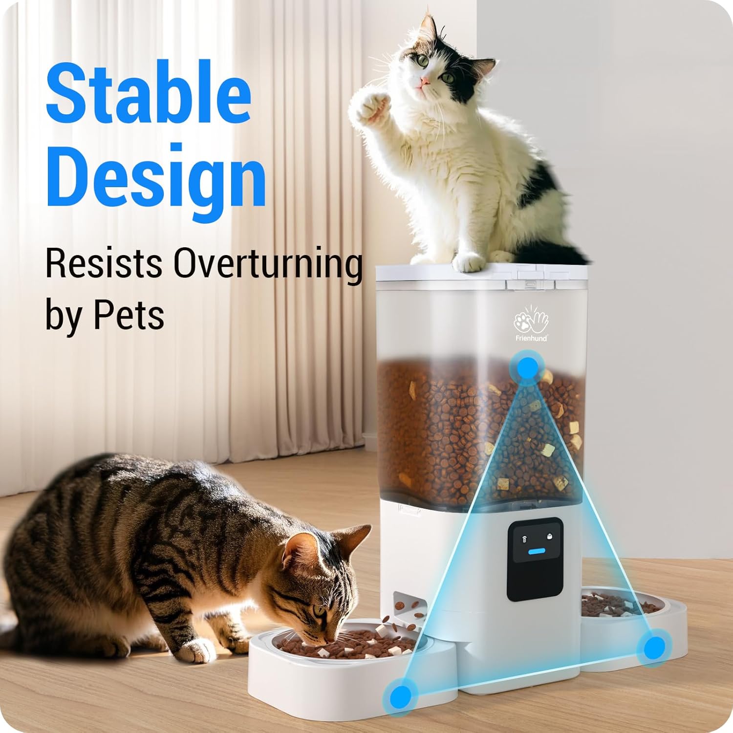 Automatic Cat Feeder for 2 Cats with Slow Feed, Dual WiFi Pet Food Dispenser App Control, 29 Cup Large Capacity Stainless Steel Bowls