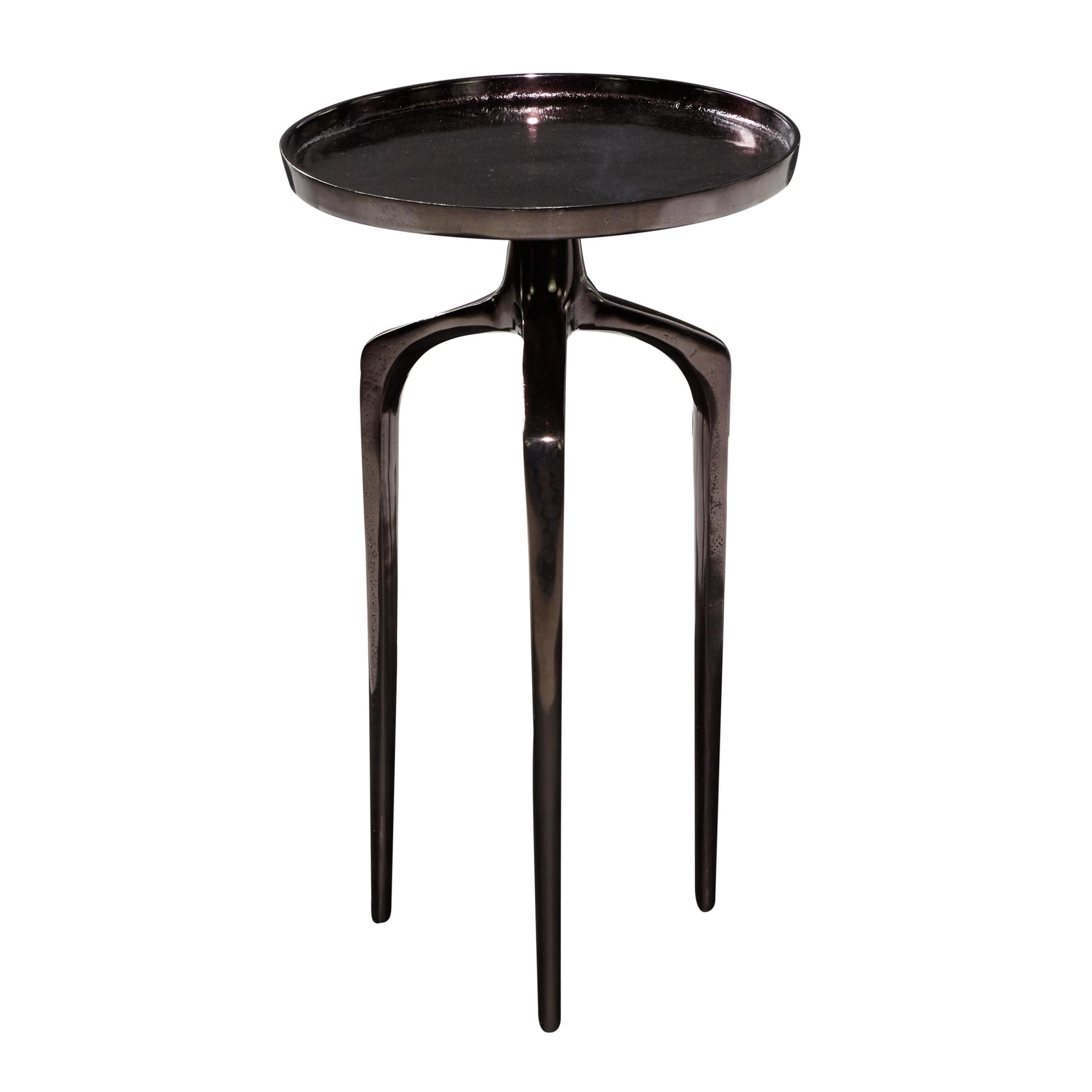 DecMode 13" x 22" Black Aluminum Metal Tray Inspired Top Accent Table with 3 Tripod Legs, 1-Piece