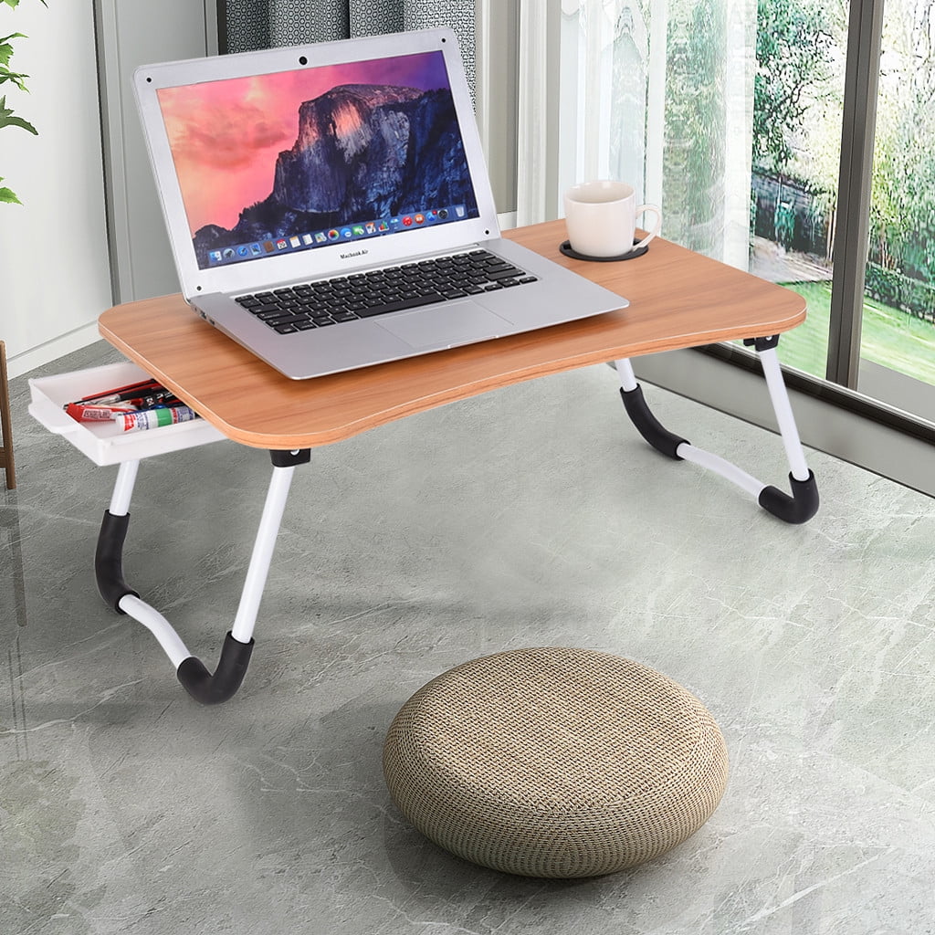 Details about   Folding Laptop Table,Laptop Stand for Bed Portable Lap Desk with Cup Holder 