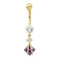 thumbnail image 3 of 10k Square Amethyst CZ Belly Dangle in 10k Yellow Gold, 3 of 3