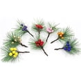 thumbnail image 3 of 12 púas de pino artificiales de 2,36 pulgadas para Navidad, púas de bayas, púas de corona de hoja perenne y ramas de pino, tallos de bayas de acebo para manualidades de bricolaje, guirnaldas navideñas, 3 of 6