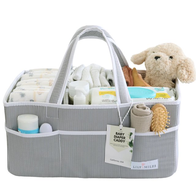 Lily Miles Organizador De Pañales Para Bebé - Cesta De Baby Shower Para Niños O Niñas Recién Nacidos - Artículos Imprescindibles Para La Guardería Para La Nueva Mamá - Favoritos Del Registro Del Bebé