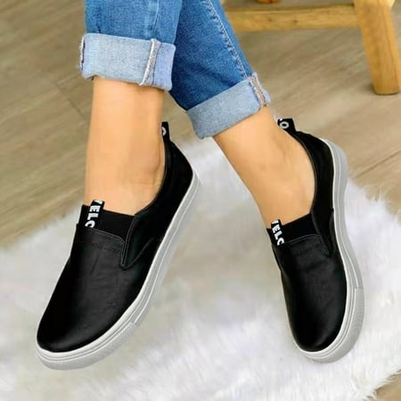 

HIBRO Ladies Fashion Solid Color Leather Covered Foot Flat Casual Shoes
