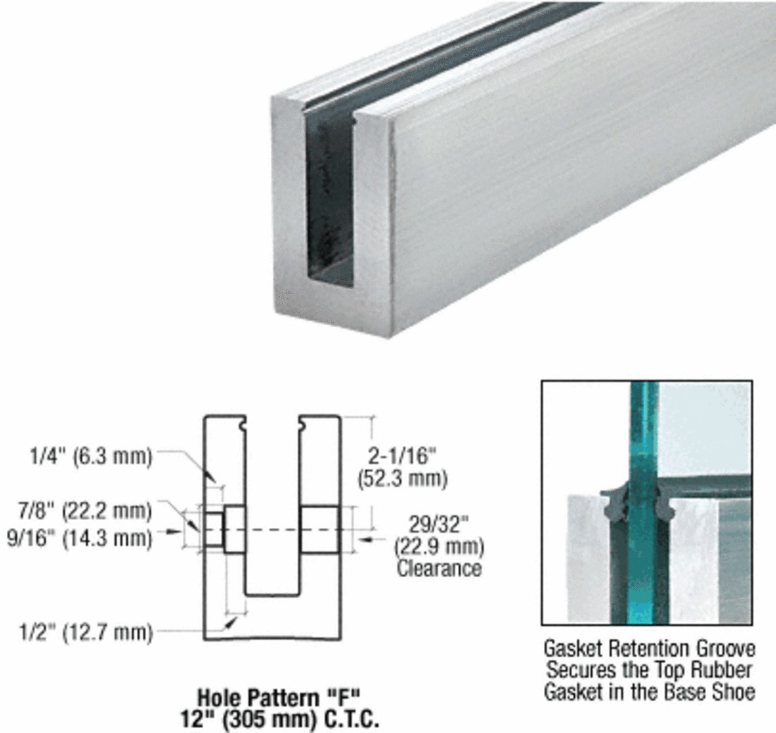 CRL Mill Aluminum 120&quot; Fascia Mount Square Base Shoe for 1