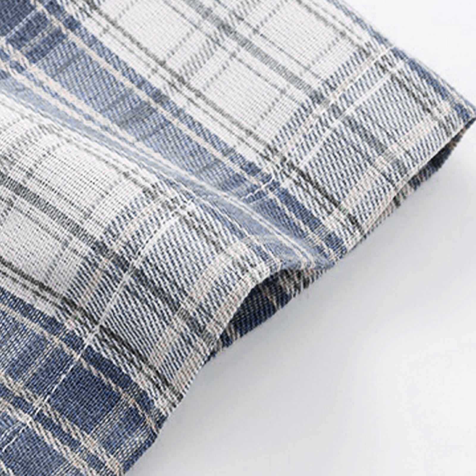 FRSASU Men's Summer Plaid Dress Shirt Short Sleeve Button Down Cuban T-Shirts Western Casual Checkered Button Up Shirts Blue