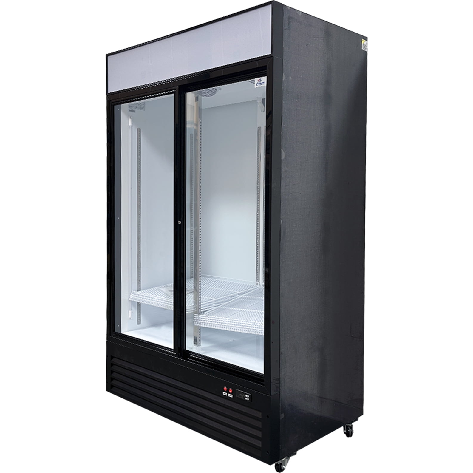 NSF 44 in. Commercial Sliding Glass Door Refrigerator Cooler, 35 Cu. Ft. Double Sliding Door Merchandiser