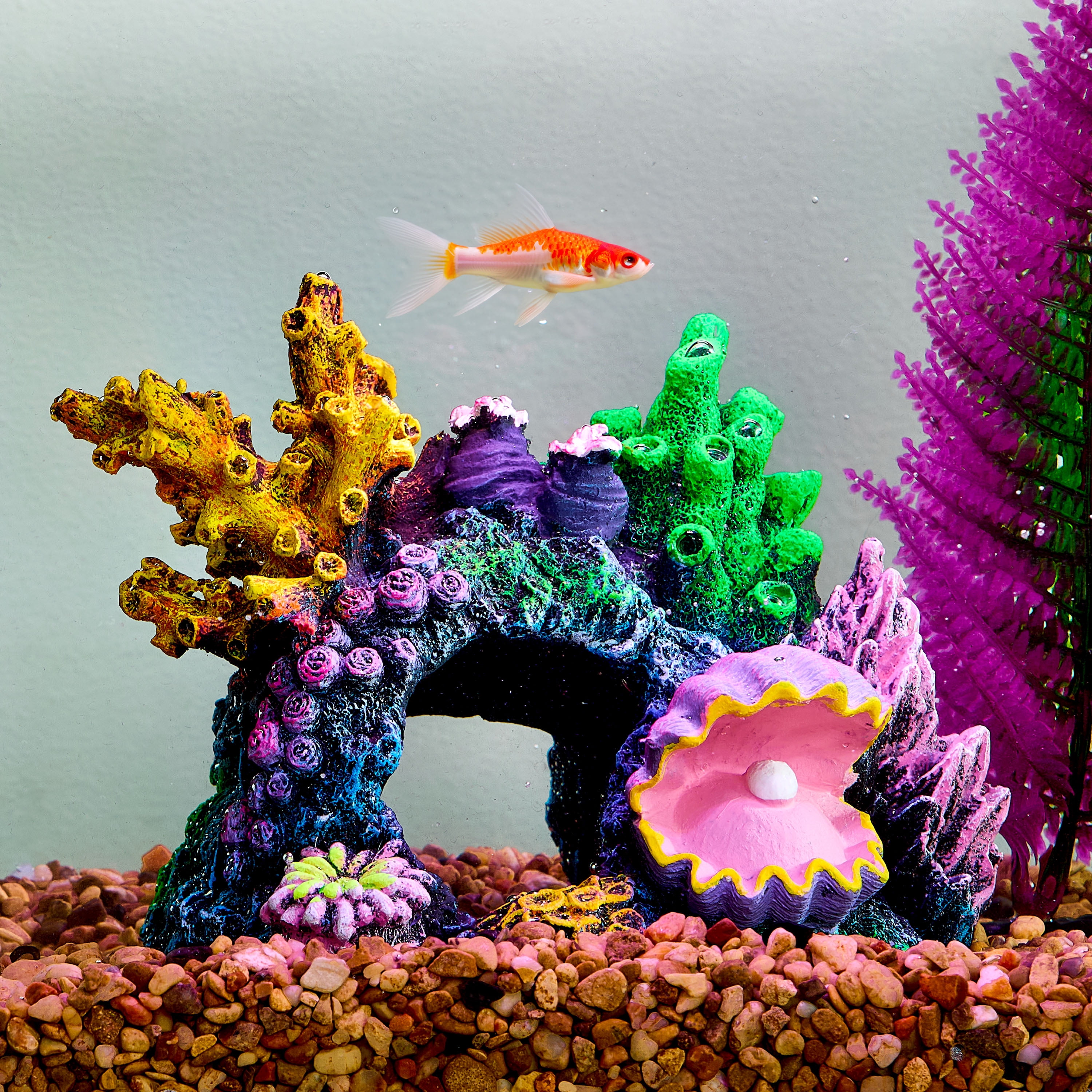 Vibrant Life Swim Thru Reef Polyresin Aquarium Decor, Multicolor, 7.75" x 5.75" x 5.5"
