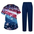 thumbnail image 4 of LHVUOA Fourth of July Scrubs Medical Uniform Women Scrubs Set Stars Stripes Print Scrubs Top and Pants, 4 of 7