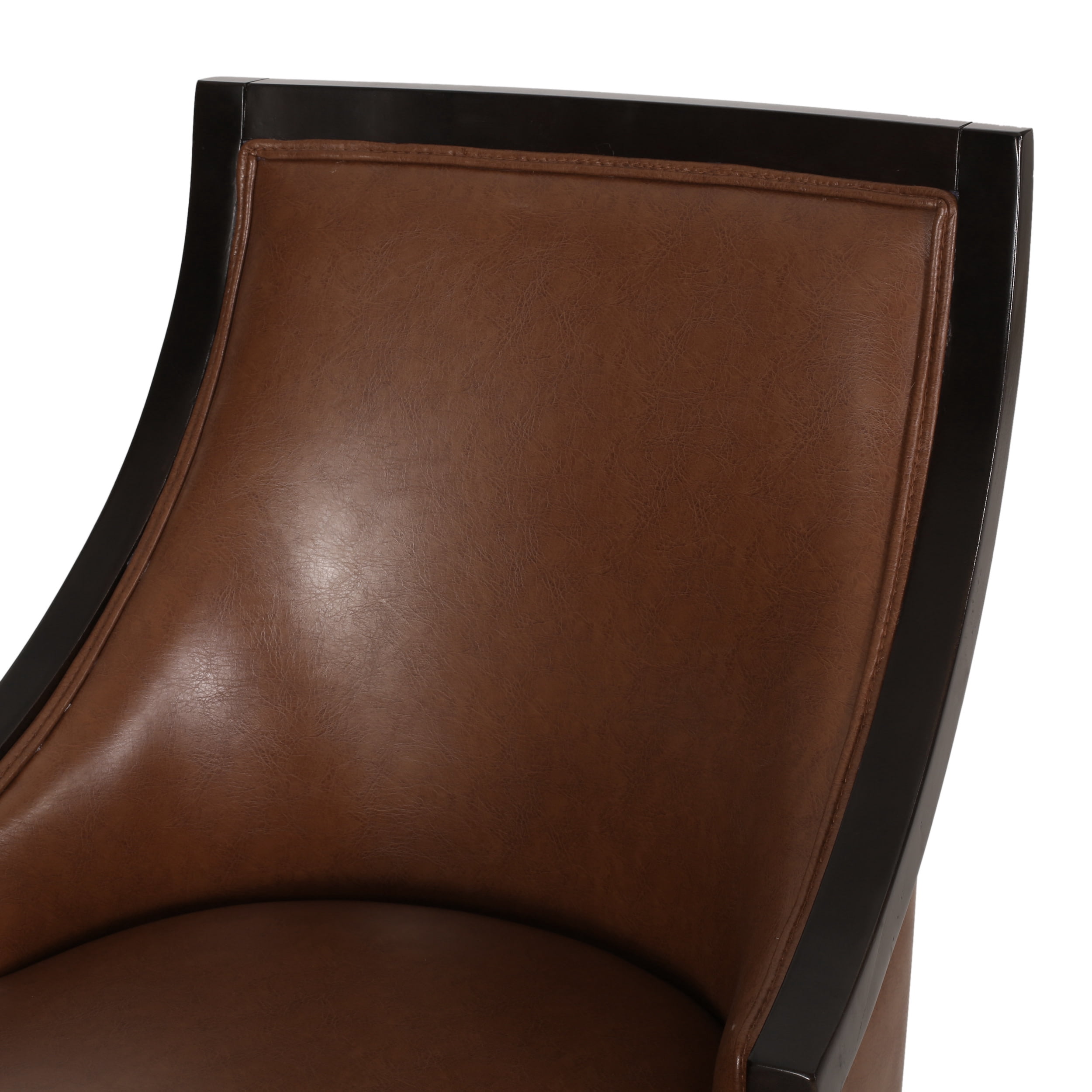 Noble House Newell Faux Leather Upholstered Birch Wood Dining Chairs, Set of 2, Cognac Brown and Walnut