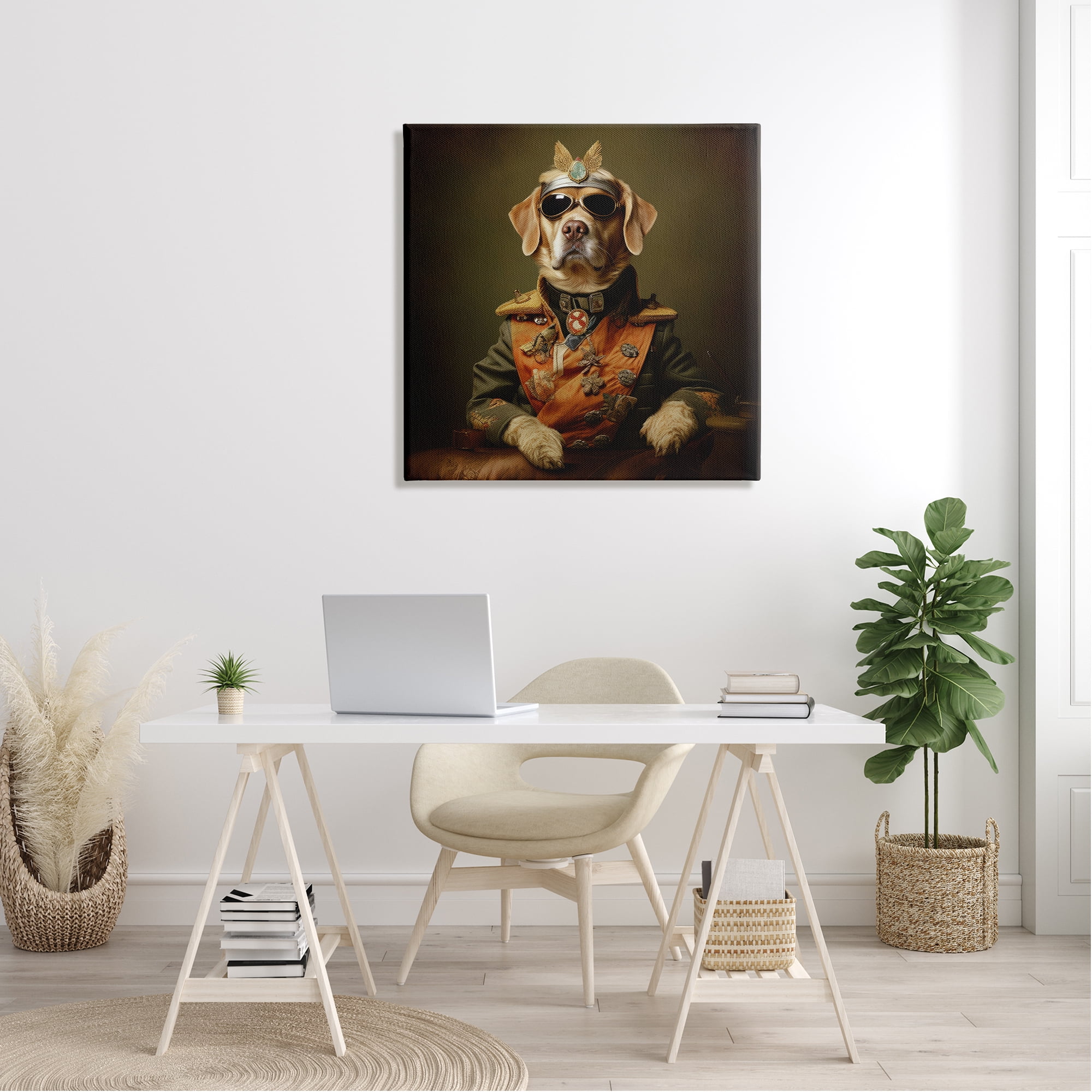 Stupell Industries Dog in Vintage Vest Animals & Insects Painting Gallery Wrapped Canvas Art Print Wall Art, 30 x 30