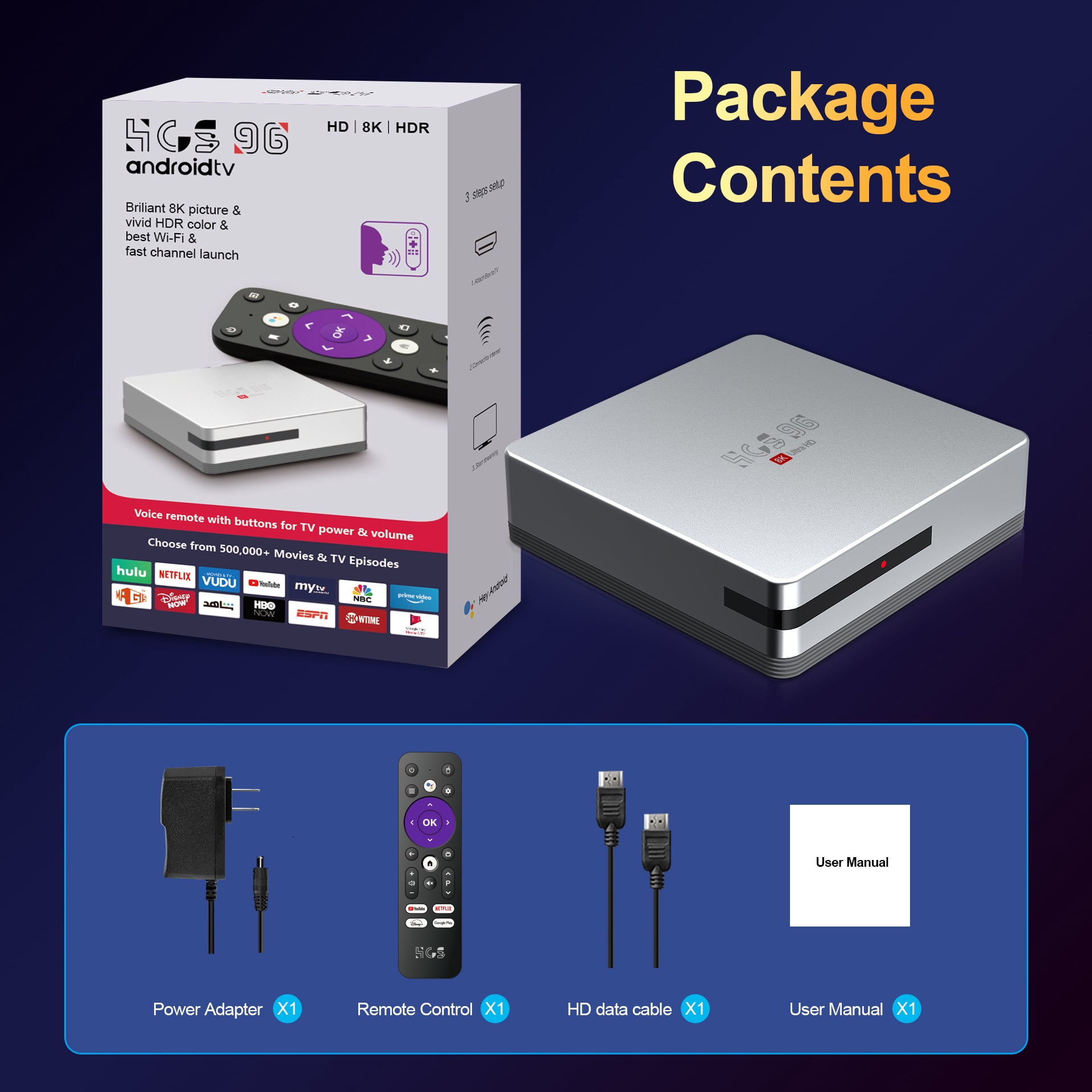CANGTEENER HCS96 Streaming Device | Android TV Box, OS Android 13 Support 4K HDR Streaming Media Player