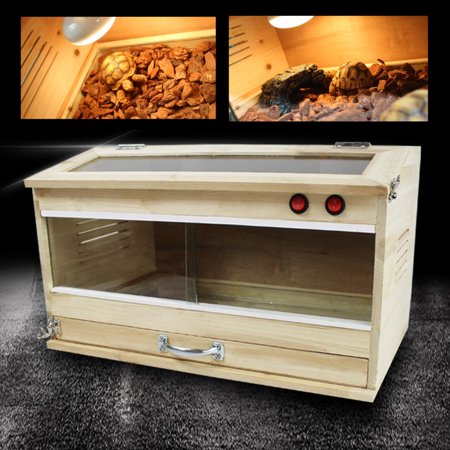 Wooden Reptiles Feeding Tank Box Enclosure Heating Cage Lizard Snake 19.7''X11.8''X11.8"