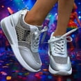 thumbnail image 2 of Women's Carnival Shoes Platform Sneakers Glitter Round Toe Lace Up Breathable Casual Sports Walking Shoes, 2 of 8