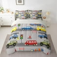 thumbnail image 2 of Castle Fairy Cartoon Car Twin Bedding Sets 7-Piece for Preppy Kids Children,Construction Vehicles Bedding Comforter Set Microfiber,Transportation Theme Breathable Sheet Sets,Luxury Bedroom Decor, 2 of 8