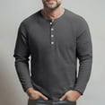 thumbnail image 4 of Resicozy Men's Waffle Long Sleeve Henley T-Shirt, Casual Button Down Shirts Crew Neck Lightweight Sweatshirts Basic Tee Dark Gray XL, 4 of 8