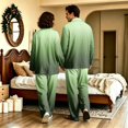 thumbnail image 7 of Couple Matching Pajamas Button Down Gradient Womens Pajama Sets Sleepwear Long Sleeve Warm 2 Piece Set Loungewear Green L, 7 of 7