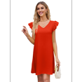thumbnail image 2 of Robes d'Été pour Femmes Col en V Manches Courtes Robe Mini Décontractée Couleur Orange m, 2 of 8