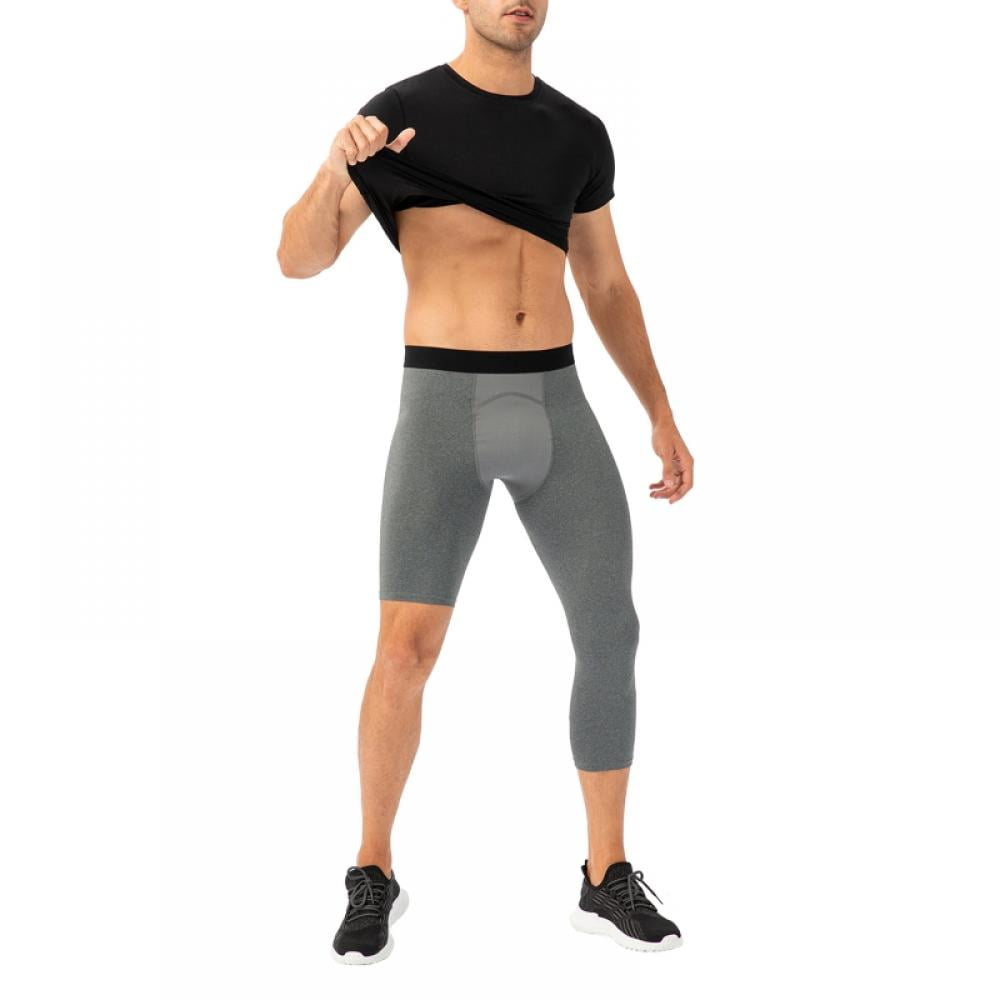 Baywell Men's 3/4 Compression Pants Running Tights Workout Leggings