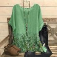 thumbnail image 2 of Pompotops Mode Femmes Été T-Shirt Ample Imprimé Col Rond Manches Courtes Blouse Décontractée, 2 of 3
