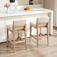 thumbnail image 2 of Zesthouse 25.8" Modern Bar Stools Set of 2, Wooden Counter Height Barstools with Back, Upholstered Linen Counter Stools with Distressed Solid Wood Legs for Kitchen Island, Beige, 2 of 11