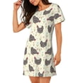 thumbnail image 2 of Pofeuu Chickens And Flowers Print Women's Loose Fit Short Sleeve Nightgown, Comfortable Sleep Dress for Women, Casual Lounge Sleepwear, Soft Cotton Sleep Dress, 2 of 6