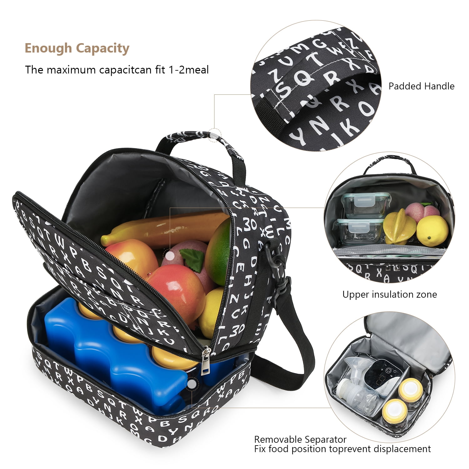 Breast Pump Bag Cooler Compartment for Breast Pump - Cooler and Moistureproof Bag Double Layer for Mother Breast Milk Pump Lunch Bag Outdoor Working