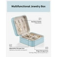 thumbnail image 2 of GOVVEP  Mini Travel Jewelry Box, PU Leather Small Jewelry Organizer Case for Girls Women Earrings Ring Necklace Jewelry Storage Organizer, Blue, 2 of 11