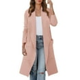 thumbnail image 2 of Dyfzdhu Wool Coats for Women Elegant Slim Fit Long Sleeve Long Trench Coat Open Front Warm Jacket Pink, 2 of 8