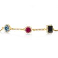 thumbnail image 2 of Gem Stone King 18K Yellow Gold Plated Silver Bracelet Persian Blue Moissanite Created Ruby (1.61 Cttw), 2 of 4