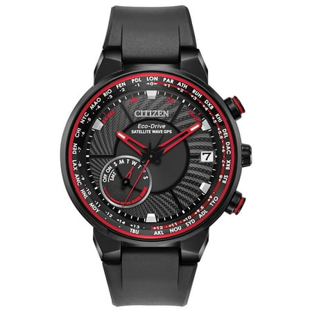 Black Polyurethane Strap NWT Citizen Men's Eco-Drive Satellite Wave GPS Freedom CC3039-08E Polyurethane Strap with Black Dial Watch ()