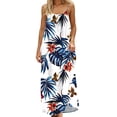 thumbnail image 2 of Gamivast Suntan Dress for Women Spaghetti Strap Long Dress Loose Fit Sun Dress Elegant Floral Print High Waist Casual Summer Beach Holiday Wear, 2 of 8