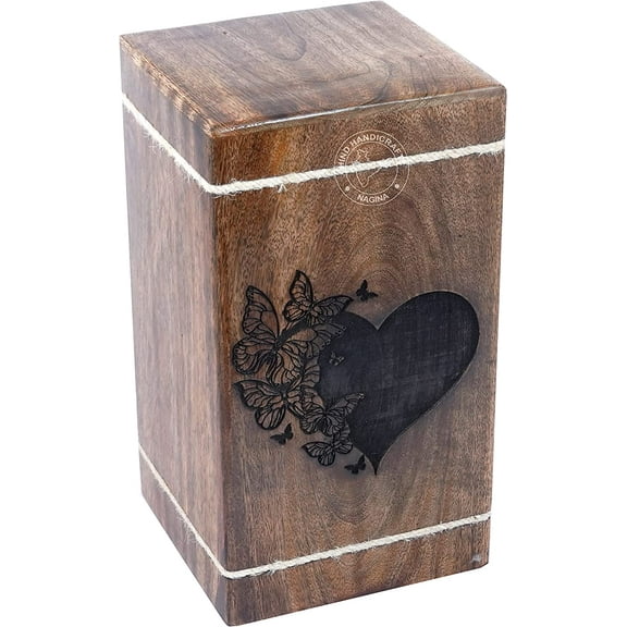 Heart Shaped Tree of Life Wooden Urns for Human Ashes Adult Large - Rosewood Cremation Urn for Ashes - Burial Urn for Columbarium - Funeral Urn Box (Butterfly, 250 LB - HardWood)