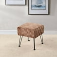 thumbnail image 6 of Home Soft Things Brick Textured Faux Fur Stool Chair, Upholstered Footrest Ottoman with Black Metal Legs and Padded Seat - Taupe - 17''x17''x17'', 6 of 7