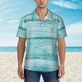 thumbnail image 2 of Fuzoiu Teal Turquoise Wood Print Hawaiian Shirt for Men, Summer Beach Casual Short Sleeve Button Down Shirts, Men’s Beach Summer Shirts with Pocket,X-Large, 2 of 7