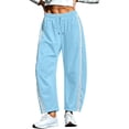 thumbnail image 2 of Women's Lace Trim High Waisted Wide Leg Sweatpants Drawstring Lounge Pants with Pockets Comfy Casual Trousers for Daily Wear, 2 of 10
