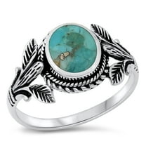 CHOOSE YOUR COLOR Fancy Cocktail Simulated Turquoise Ring .925 Sterling Silver Band Blue CZ Female Size 9