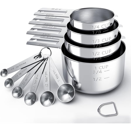 Stainless Steel Measuring Cups & Spoons Set, Cups and Spoons,Kitchen Gadgets for Cooking & Baking (10)
