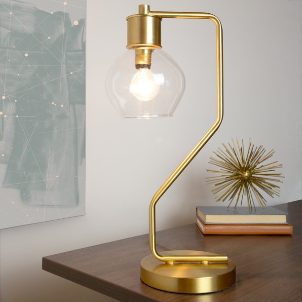 River of Goods Atom Gold Brushed Table Lamp - Walmart.com ...