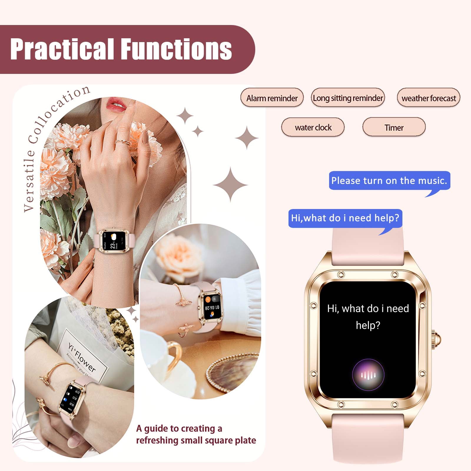 Cyberdyer Women's Smart Watch - 1.57'' HD Screen, Bluetooth Call, 21 Sports Modes, IP67 Waterproof, Heart Rate/Sleep Monitor for iPhone/Android