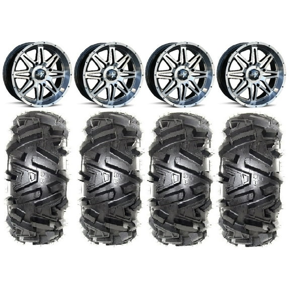 MSA Dark Tint Vibe 14" UTV Wheels 30" Moto MTC Tires Polaris RZR XP 1000 / PRO XP / Ranger XP 900/1000